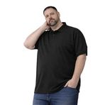 ModaSize(6694) Erkek Pike Kumaş Düğmeli Yaka Battal Büyük Beden Günlük Kısa Kol Tişört T-Shirt - Siyah-3XL-