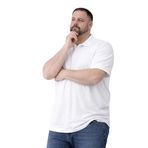 ModaSize(6700) Erkek Pike Kumaş Düğmeli Yaka Battal Büyük Beden Günlük Kısa Kol Tişört T-Shirt - Beyaz-XL-