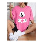 ModaSphere Unisex Kadın/Erkek Mickey Mouse Renkli Özel Baskılı Oversize Pamuk Penye T-Shirt