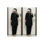 modasura 7044 K 90 SİYAH DÜĞMELİ fitilli burgu kumaş tunik pantolon takım buyuk beden yeni sezon