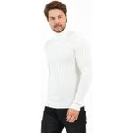 Modatalika Erkek Tam Balıkçı Yaka Triko Kazak - Beyaz - 2XL