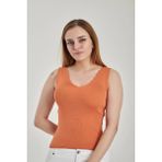 Modatalika Kadın Merdiven Yaka Crop Triko Bluz - Standart - Açık Kahve