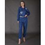 Modatalika Kadın Yeni Sezon Denim Ceket Taş Detaylı Pantolon Spor İkili Takım