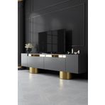 Modatte Bohem Gold Metal Ayaklı Gold Tasarım Antrasit Tv Sehpası