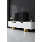 Modatte Bohem Gold Metal Ayaklı Gold Tasarım Beyaz Tv Ünitesi