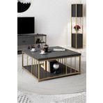 Modatte - Zenn 90X90X40 Cm Antrasit Orta Sehpa - 3.6 Cm Kalınlıkta Üst Tabla