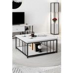 Modatte - Zenn 90X90X40 Cm Beyaz Orta Sehpa - 3.6 Cm Kalınlıkta Üst Tabla - Tymd169