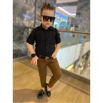 Modavals Erkek Çocuk 3 Parça Gabardin Pantolon & Gömlek & Kemer KOMBİN-745236981 - Taba - 4 - 5 Yaş