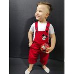 Modavals Gabardin Kardeş Kombin Mıckey Tulum & T-ShirtKombin - Kırmızı - 11 - 12 Yaş