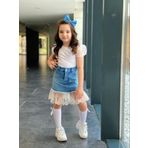MODAVALS KIZ ÇOCUK KARPUZ KOL BLUZLU DANTEL DETAY KOT ETEKLİ ALT ÜST TAKIM 541236987
