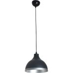Modavize Ada Modern Mutfak Cafe Metal Siyah Içi Gümüş Renkli Gümüş Şeritlitekli Sarkıt Avize (Çap 20CM) - Siyah - Gümüş