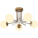 Modavize Daisy Modern Beyaz Globe Camlı 5li Avize - Eskitme