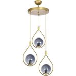 Modavize Deco Modern Tasarım Cafe - Mutfak - Salon - Oturma Odası Renk Camlı 3 Lü Avize - Eskitme Füme