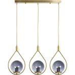 Modavize Deco Modern Tasarım Cafe - Mutfak - Salon - Yemek Masası Üstü Renk Camlı Sıralı 3 Lü Avize - Eskitme Füme