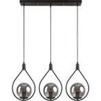 Modavize Deco Modern Tasarım Cafe - Mutfak - Salon - Yemek Masası Üstü Renk Camlı Sıralı 3 Lü Avize - Siyah Füme
