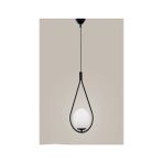 Modavize Deco Özel Tasarım Modern Spor Glop Camlı Oval Siyah Tekli Avize - 1