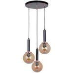 Modavize dicle 3 lü Salon - Mutfak - Yatak Odası modern rustik glop camlı sarkıt avize siyah 30 x 24