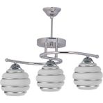Modavize Fuji 2046 Camlı Modern Krom Kasa Gümüş Desenli 3 Lü Avize - Krom - Gümüş