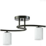 Modavize Fuji Modern Spor Tavan Plofonyer Silindir Camlı 2 Li Siyah Avize