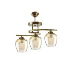 Modavize Fuji Salon - Mutfak - Yatak Odası Eskitme Kasa Bal Camlı 3 lü Avize eskitmegold 55 x 43