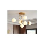Modavize Jade 6'lı modern spor eskitme renkli salon-mutfak-yatakodası glop camlı avize gold 60 x 87