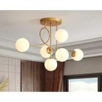 Modavize Jade 6'li Özel Tasarım Modern Spor Gold Renkli Glop Camlı Avize - Gold - Beyaz