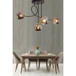 Modavize Jade Modern Globe Camlı Siyah Kasa Füme Camlı 4 Lü Avize - Renkli