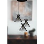 Modavize Modern Retro Salon - Mutfak - Cafe Tasarım Siyah Renk Kirpi 3 lü Avize Siyah