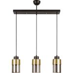 Modavize Mono Özel Tasarım Spor Modern Mutfak - Salon - Cafe Siyah Gold Renk Füme Camlı Sıralı 3 Lü Avize