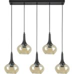 Modavize Nero Modern Tasarım Cafe Mutfak Salon Bal Camlı Sıralı 5 Li Avize
