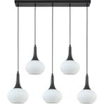 Modavize Nero Modern Tasarım Cafe Mutfak Salon Beyaz Camlı Sıralı 5 Li Avize