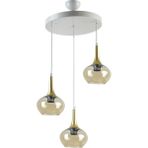 Modavize Nero Modern Tasarım Salon Cafe Mutfak Beyaz Renk Bal Camlı 3 Lü Avize