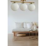 Modavize Nika Modern Eskitme Beyaz Cam Modern 3 Lü Avize - Gold - Beyaz