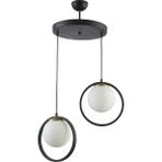 Modavize Nina Modern Metal Halkalı Kapalı Camlı Ikili Avize - Beyaz - 2