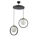 Modavize NİNA MODERN Salon - Mutfak - Yatak Odası METAL HALKALI KAPALI CAMLI İKİLİ AVİZE BEYAZ 30 x 50