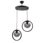 Modavize NİNA MODERN Salon - Mutfak - Yatak Odası METAL HALKALI KAPALI CAMLI İKİLİ AVİZE FÜME 30 x 50