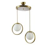 Modavize NİNA MODERN Salon - Mutfak - Yatak Odası METAL HALKALI KAPALI CAMLI İKİLİ AVİZE GOLD 30 x 50