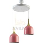 Modavize Reina Modern Tasarım Metal Başlık Sarkıt 2 Li Avize - Pembe