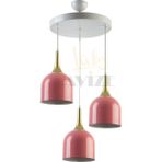 Modavize Reina Modern Tasarım Metal Başlık Sarkıt 3 Lü Avize - Pembe