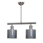Modavize Sima modern dekoratif Salon - Mutfak - Yatak Odası füme çift camlı sıralı 2 li krom avize krom 57 x 59