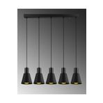 Modavize Trend özel tasarım Salon - Mutfak - Cafe modern metal siyah 5 li sıralı sarkıt avize siyah 80 x 130