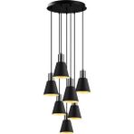 Modavize Trend Özel Tasarım Spor Modern Metal Başlıklı Sarkıt Siyah 7 Li Avize