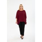 Modayız Büyük Beden Bordo Şifon Bluz 29E-2400 - 48 - 50