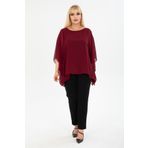 modayız Büyük Beden Bordo Şifon Bluz 29E-2400