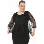 Modayız Büyük Beden Pelerinli Siyah Abiye Elbise 30A-2515 - 44 - 46