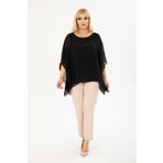 modayız Büyük Beden Siyah Şifon Bluz 27F-2401