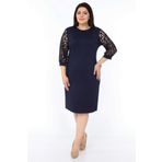 modayız Lacivert Dantel Kol Büyük Beden Elbise 8a-0995
