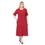 modayız Yazlık Kısa Kol Esnek Büyük Beden Bordo Elbise 22E-2658