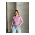modazoom Kadın Kayık Yaka Lila Uzun Kollu Bluz