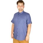 Mode XL 20389 İndigo Keten Likralı Cepli Erkek Gömlek